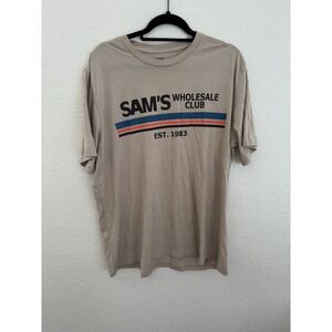 Sam's Wholesale Club Est 1983 Graphic T-Shirt Beige Short Sleeve Casual Tee